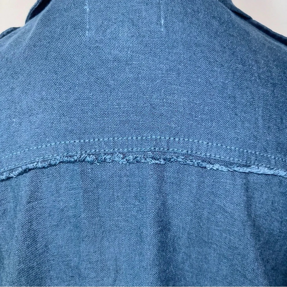 Jolt Jacket Medium Cropped Bomber Embroidered Button Front Pockets Slouchy Teal - Picture 12 of 14